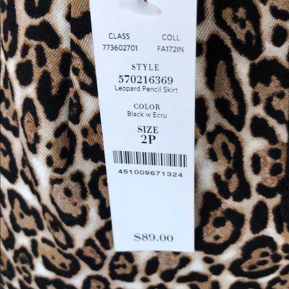 NWT WHBM Leopard Stretch Pencil Skirt Size 2P - Picture 10 of 11
